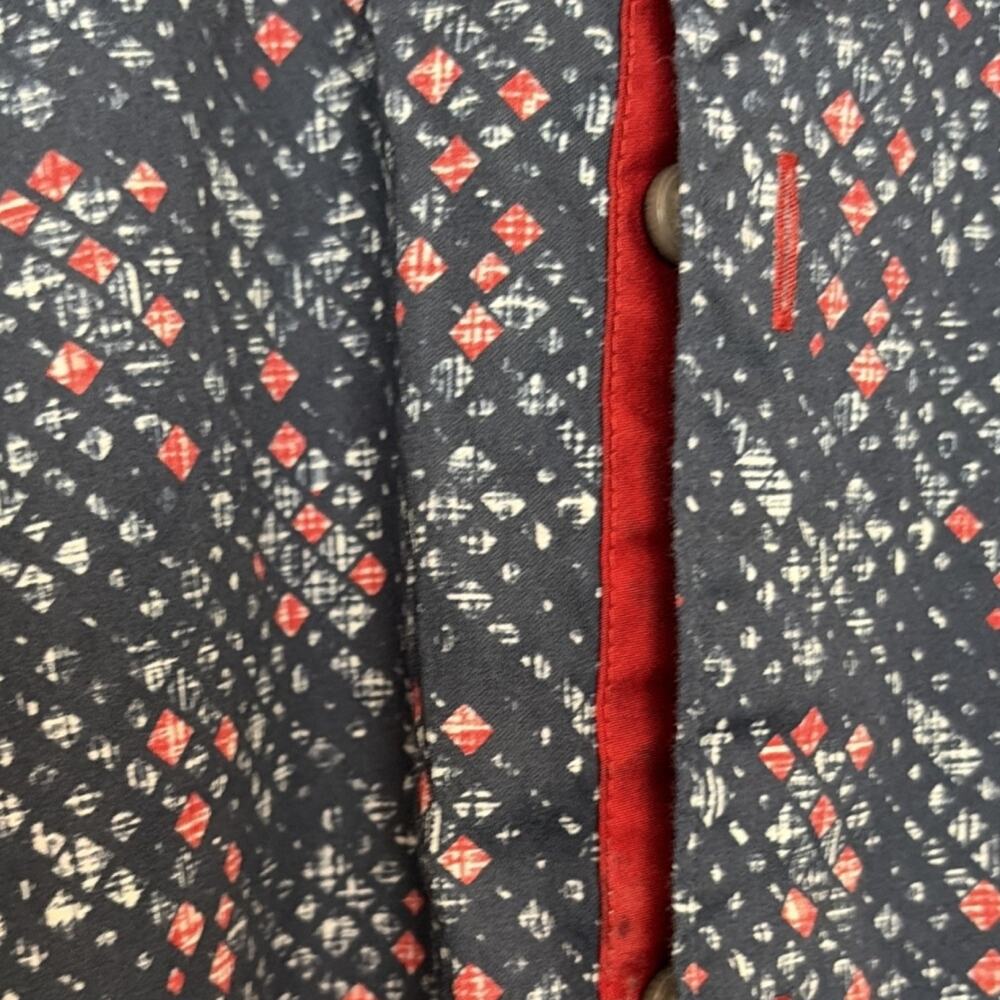 MACEOO Men 5XL Blue Red White Geometric Cotton Button-Up Short Sleeve Shirt - Picture 3 of 7